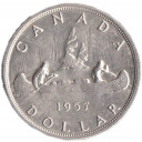 CANADA  dollaro in argento Canoa 1957 BB+